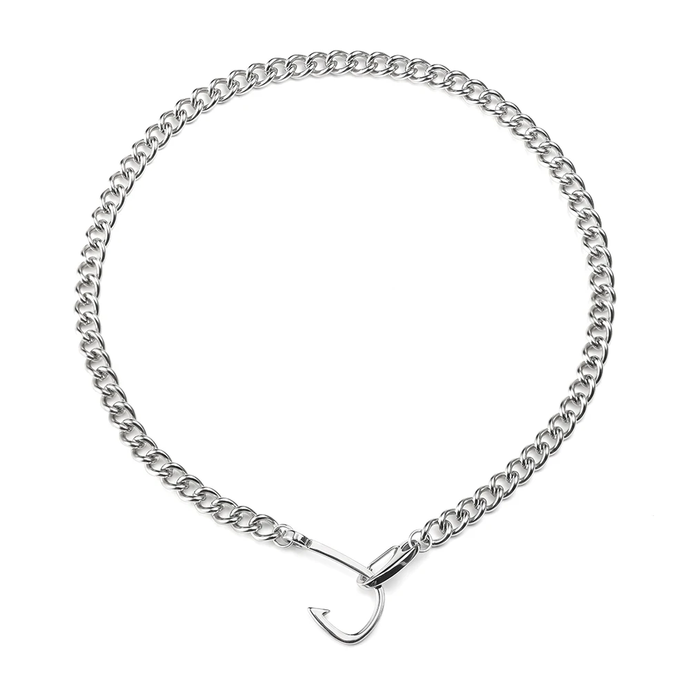 Craft Wolf FISHING HOOK Pendant Stainless Steel Chain  Couple Jewelry Trendy Necklace