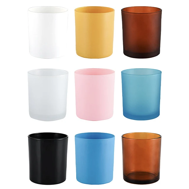Wholesale Colorful Frosted Glass Candle Jars With Bamboo Lid For Home Direction And Gift