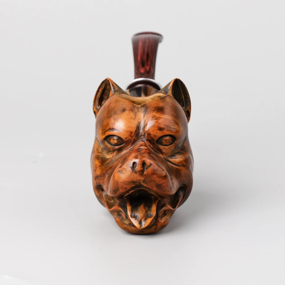 MUXIANG personalized fashion dog design high grade material briar wooden smoking tobacco pipe