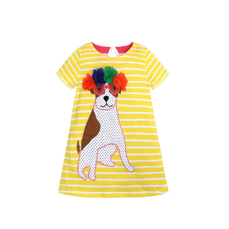 
Wholesale summer new kids clothes short sleeve monkey printed casual girls princess dress 