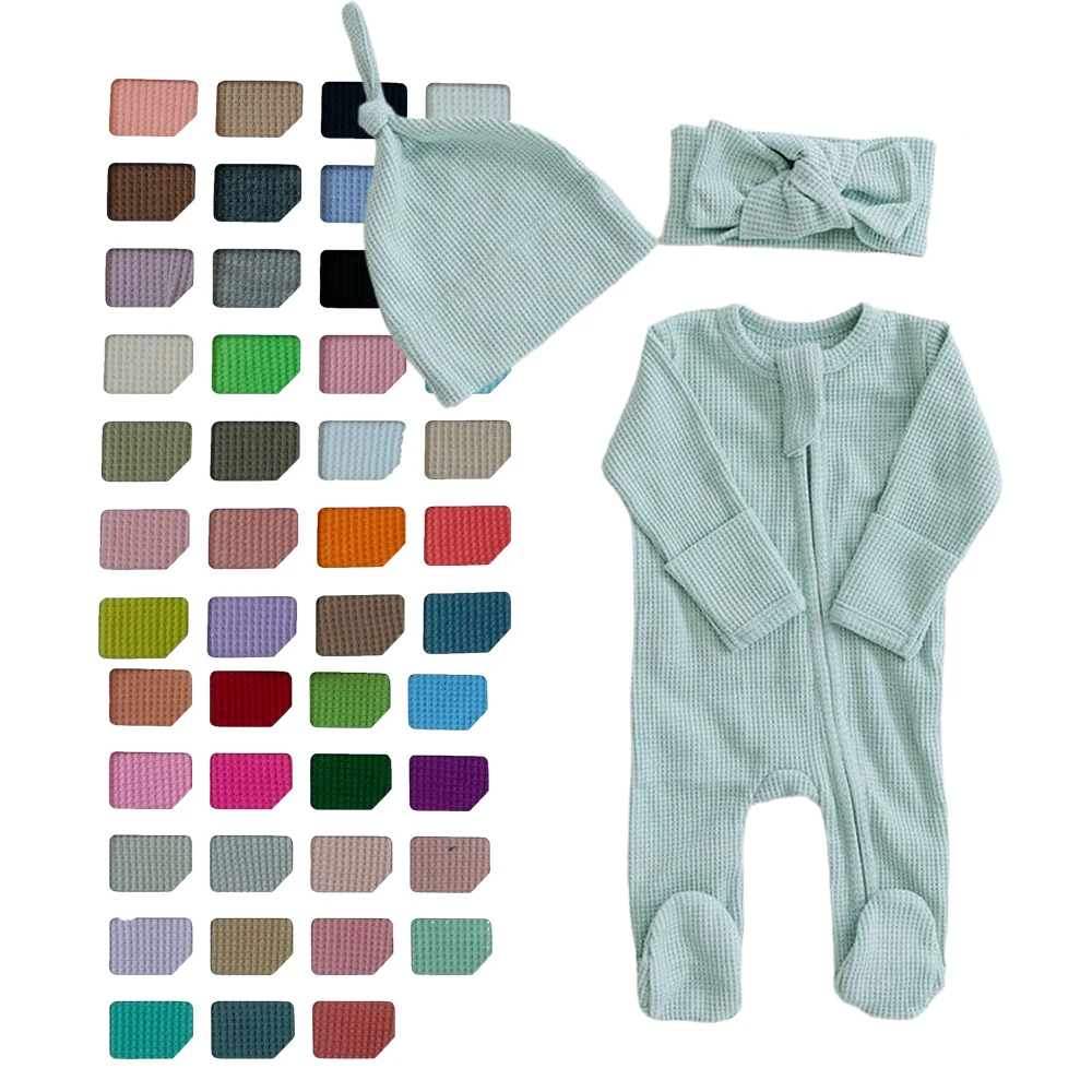 waffle knitted baby rompers sibling  zipper footed baby onesie long sleeve winter ruffle reversible long sleeve baby rompers