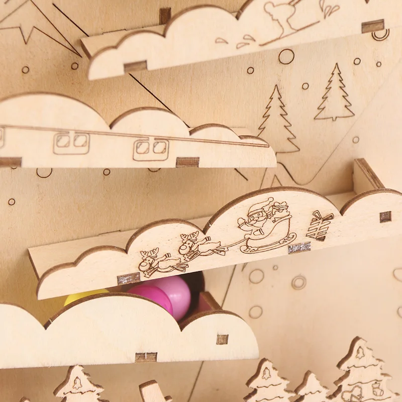 Creative Mechanical Gear Running Track 3D Wooden DIY Puzzles plywood educational  toy wood montessori toys for kids