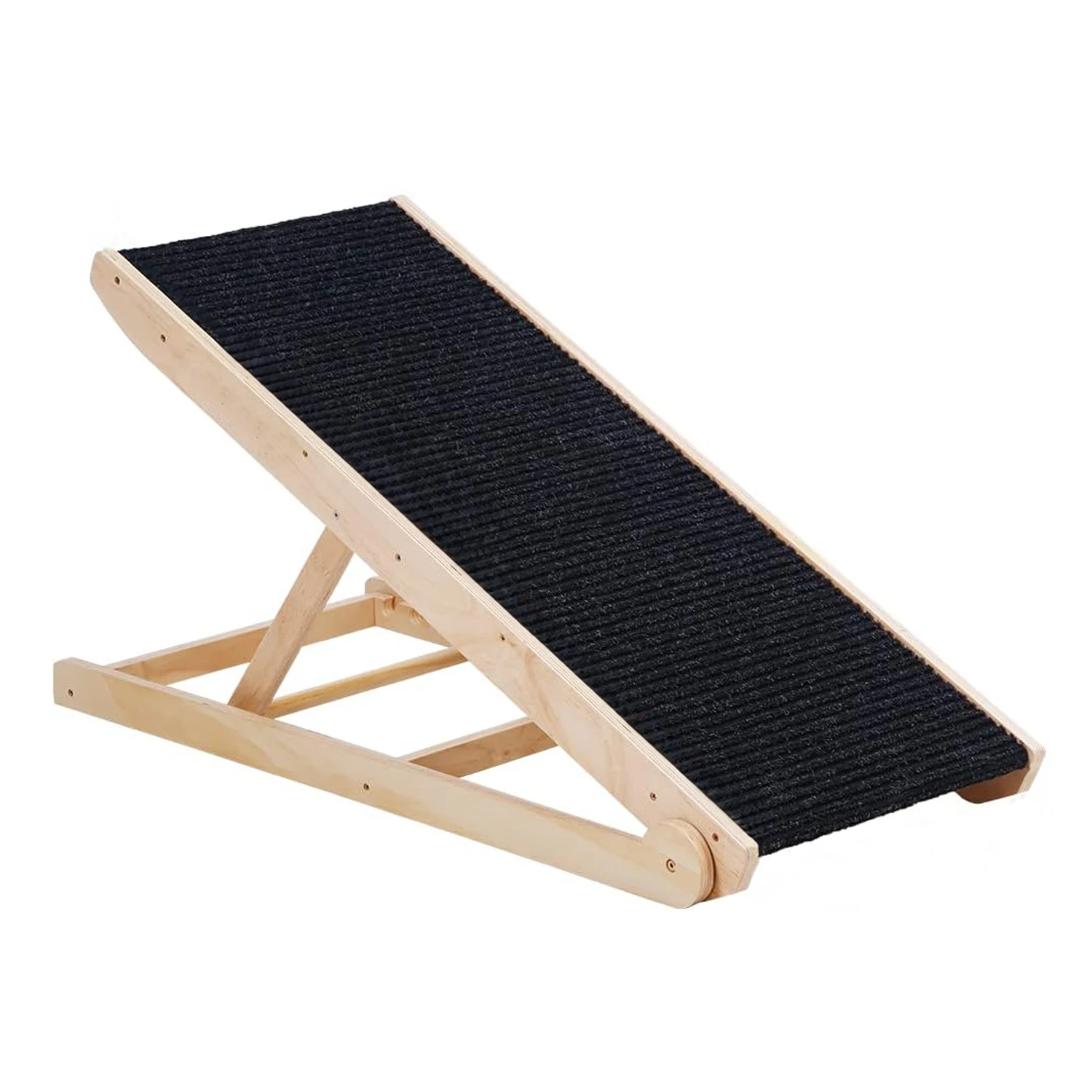 Non Slip Carpet Surface and Foot Pads Wooden Dog Stairs Wooden Adjustable Pet Ramp for All Dogs and Cats