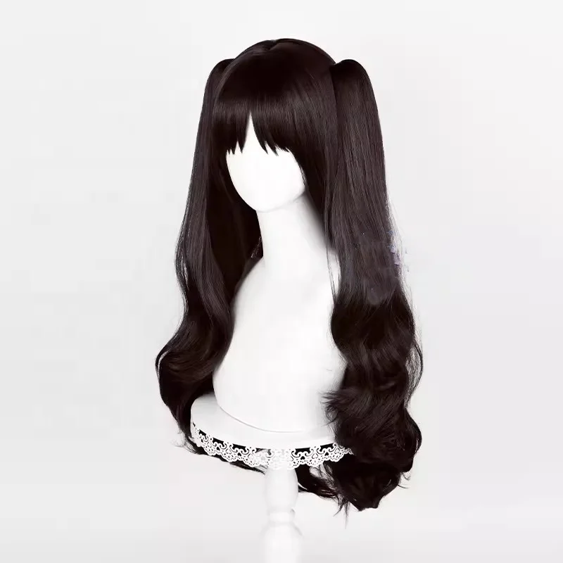 Wholesale Tohsaka Rin Cosplay Wig 70cm Long Curly Black Fate Stay Night Anime Synthetic Halloween Party Ponytails Wig