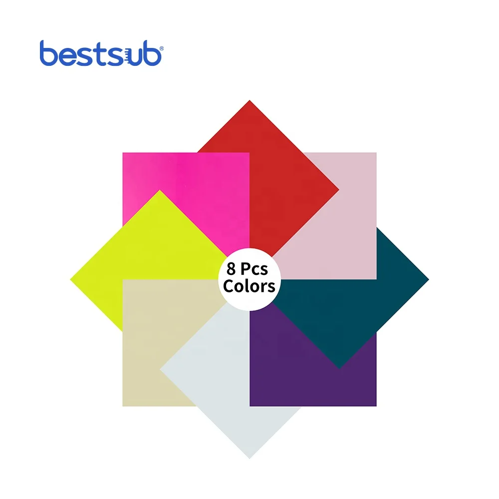 BestSub Wholesale Personalized 8 Sheets Craft Vinyl Assorted Color Changing Adhesive Vinyl Heat Press Transfer Sheets Pack