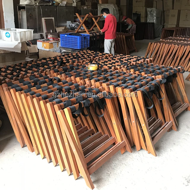 
Hotel Furniture Foldable Wooden Luggage Rack Folding Suitcase Holder 