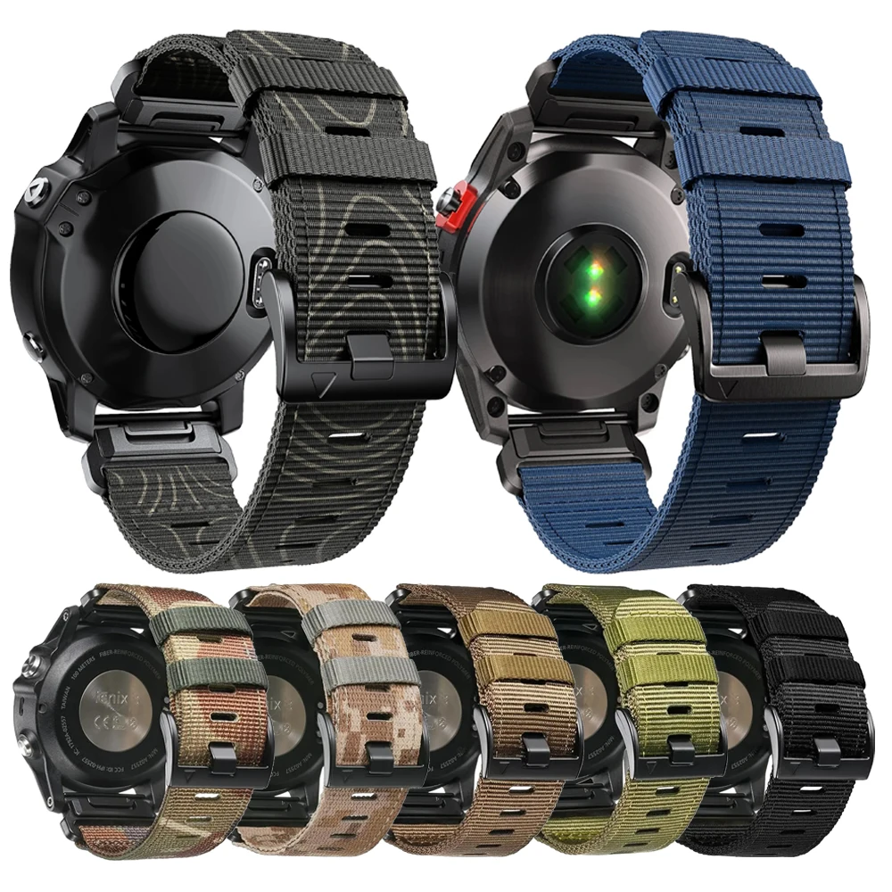 Камуфляжный нейлоновый быстроразъемный ремешок для Garmin 22 мм 26
