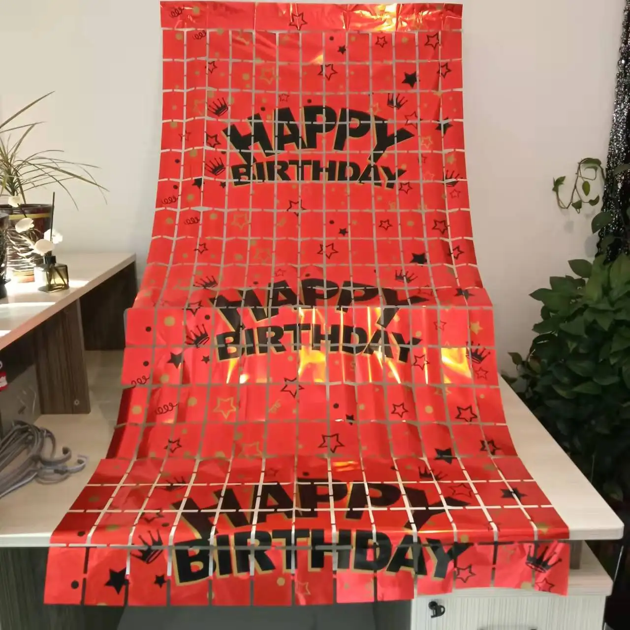 Новые металлические занавески из фольги для украшения дня рождения 1*2 м квадратная занавеска