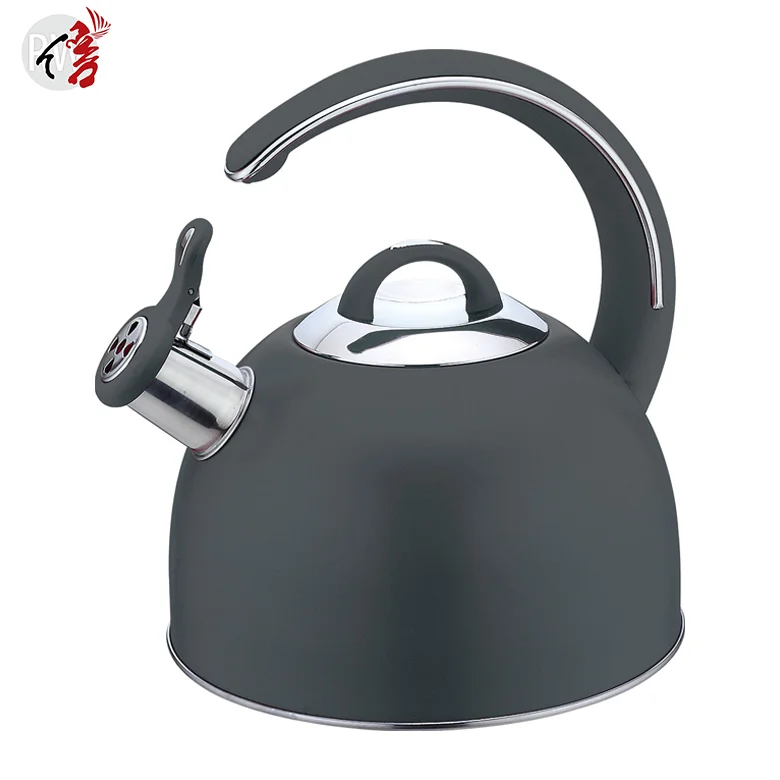 Realwin Kitchen Coffee Gas Stove Metal Customized Stainless Steel Whistling Tea Kettle With Marble Coating Handle