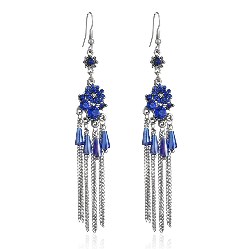 
New Fashion European And American Earrings With Small Diamond And Metal Tassel Earrings Colorful Bohemia Tassel Earrings 