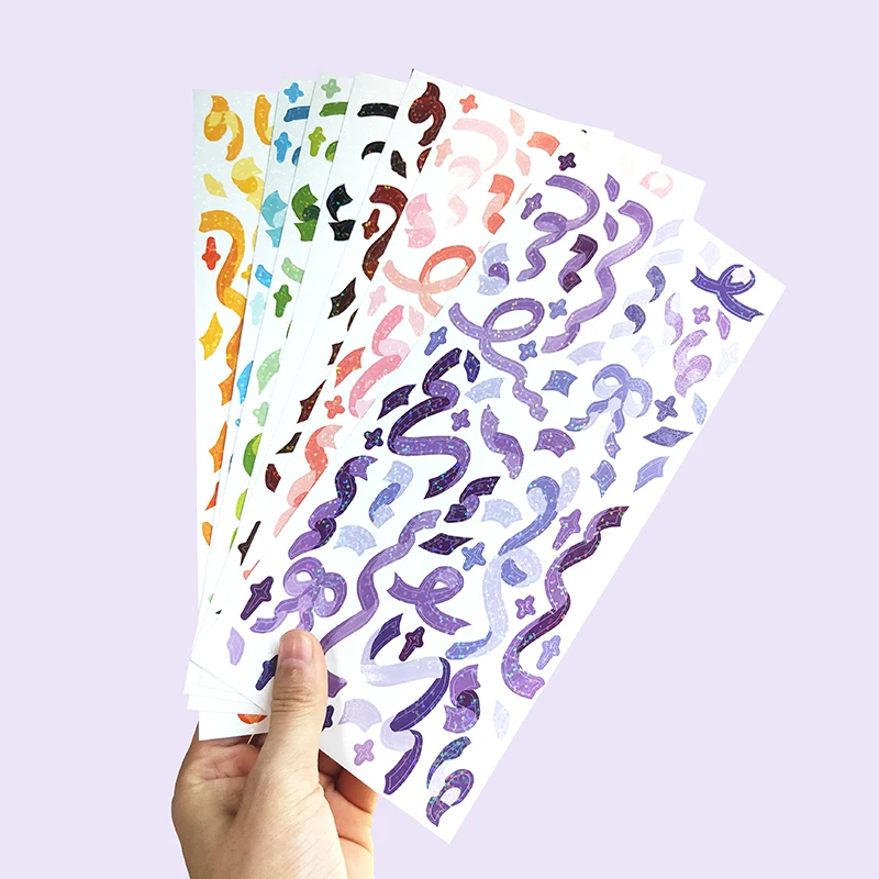 
Printed Customise Sheet Vinyl Holographic Glitter Stickers With Sparkle Lamination 