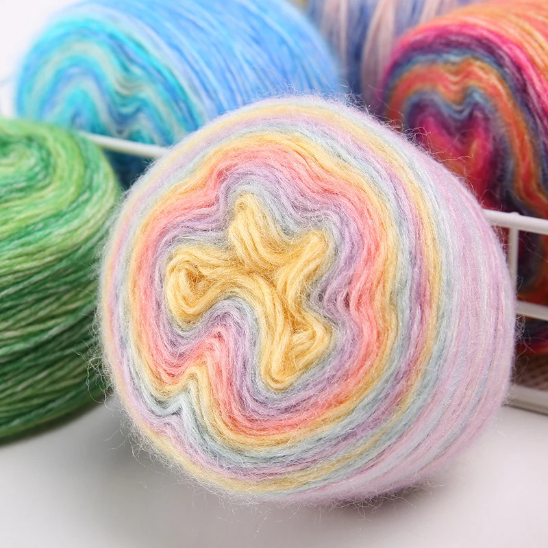 ZENGLONG yarn wholesalers 100g 60% cotton 40% acrylic blended cakes yarns hand knitting 1ply 2S gradient colors cake yarn