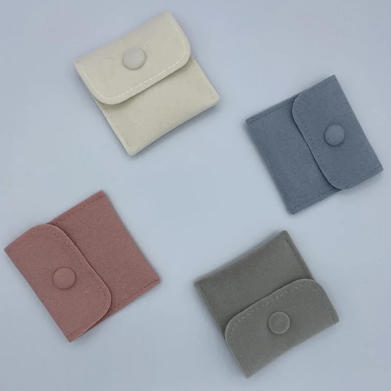 custom logo box suede travel velvet button insert satin white ribbon silk jewelry bag gift pouch necklace earring ring packaging