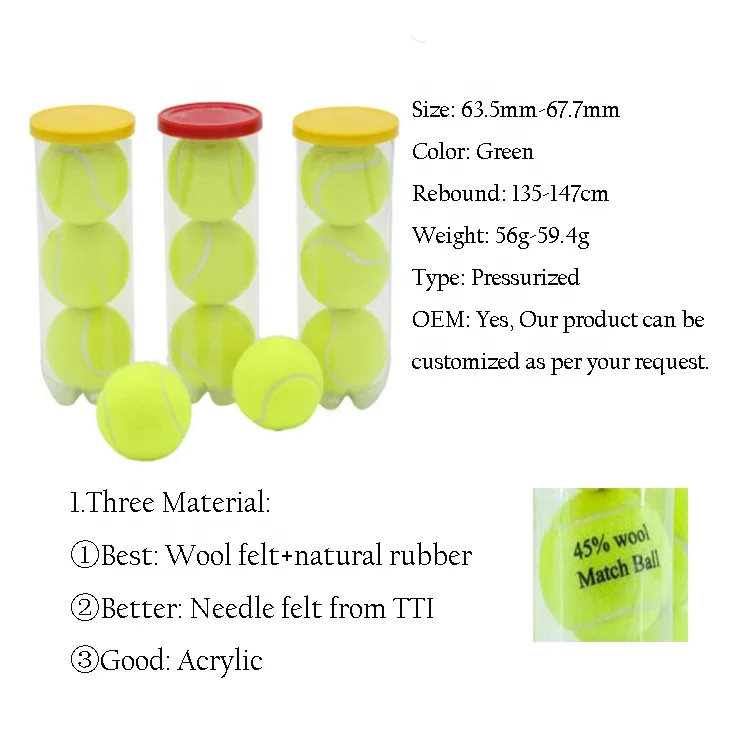 Logo Printing Low MOQ Padel Ball Can Tube Package 52% Wool Paddle Ball Yellow Padel Ball