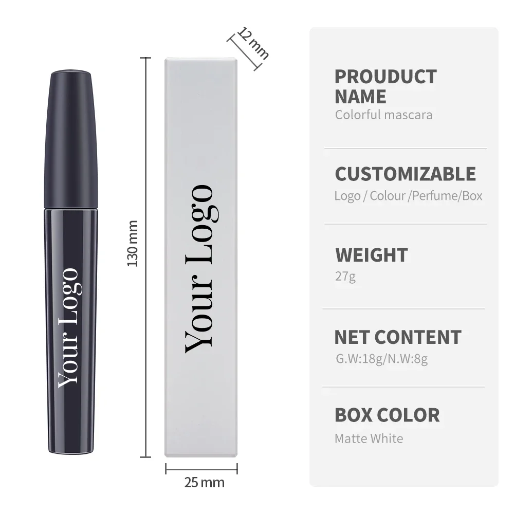 Wholesale 6 Colors Long Lasting Waterproof  Vegan Mascara Private Label Eyelash Mascara  Eye Cosmetics Manufacturer