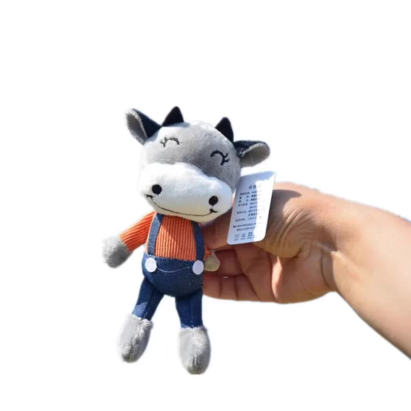 Year of the Ox Mascot New DIY Mobile Phone Case Accessories Denim Cow Schoolbag Pendant Keychain Doll Gift Made of Plush Cotton