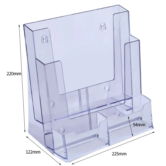 Хорошая цена, A4 акриловый вертикальный рекламный стенд с визитницей, бесплатный образец