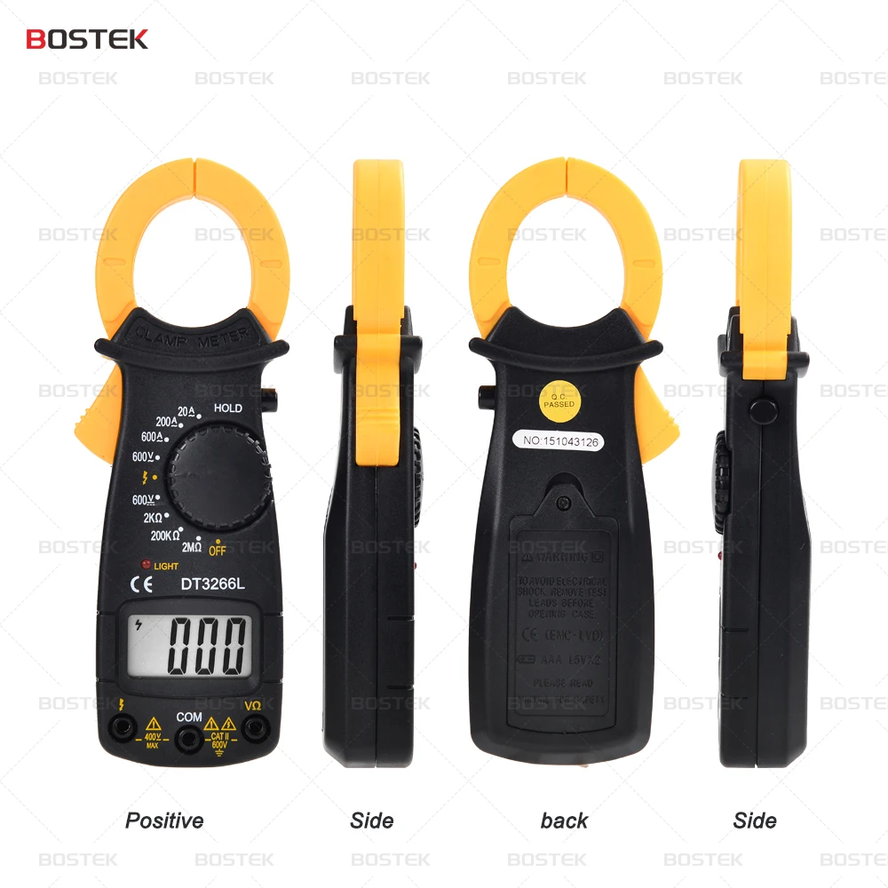 BOSTEK DT3266L Cheap Digital 2000 Counts Voltage Current Resistance Clamp Meters