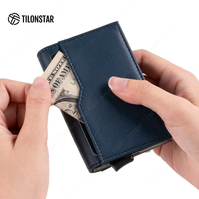 Premium Quality Laser Printed Aluminum Wallet For Men Card Holder Minimalist Wallet RFID Blocking Front Pocket Card Wallet