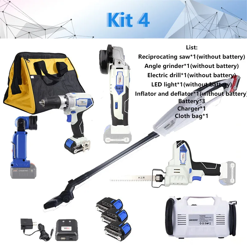 NEWONE 12V Cordless Combo Kit Lithium-Ion Drill Electric with Grinder Grinding for DIY Home Power Tool Sets