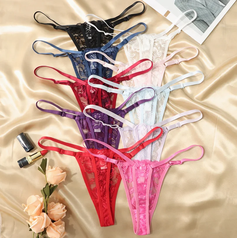 kid wearing thong T back underwear adjustable waist band OEM lace thong for high school girl