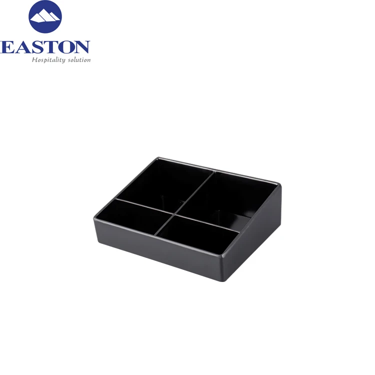 Hotel Room Black Color Melamine Sachet Tray