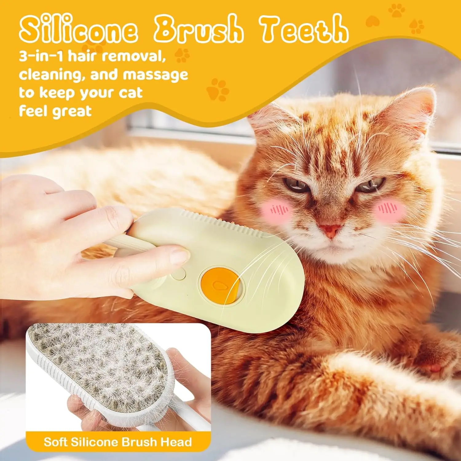 OEM Steamy cepillo para mascotas Steam Pet Hair Brush for Dogs Cats Pet Steam Brush for Removing Tangled and Loose Hairem