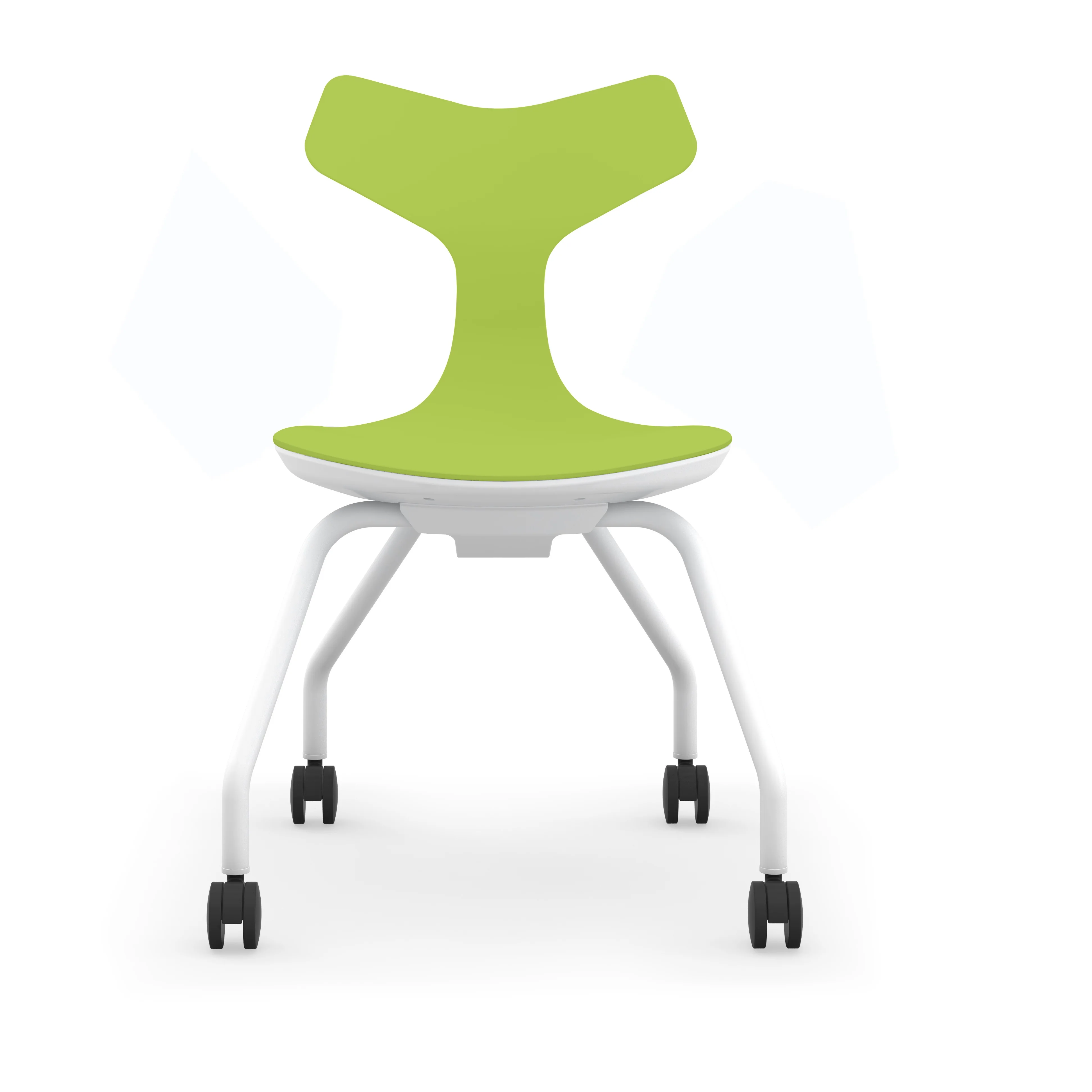 Factory Direct Four Leg Double PP Shell Ergonomic  Modern Training Project Good Price Office Waiting Lifting Chair With  Wheels