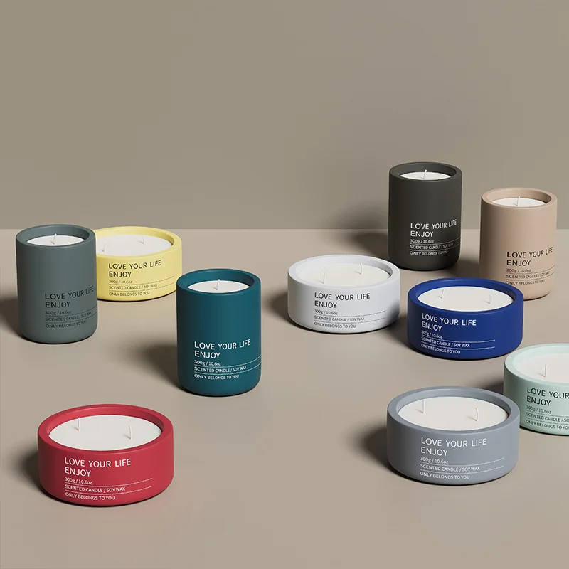 DM619 Colored 10.6 Oz Vessels Luxury Home Decor Candle Making Jars Matte Empty Natural Scented Concrete Cement Candle Jars