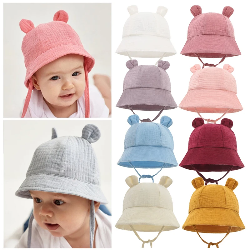 Rabbit Ears Sun Fisherman Kids summer baby flat bill straw beach hat bucket hats for babies