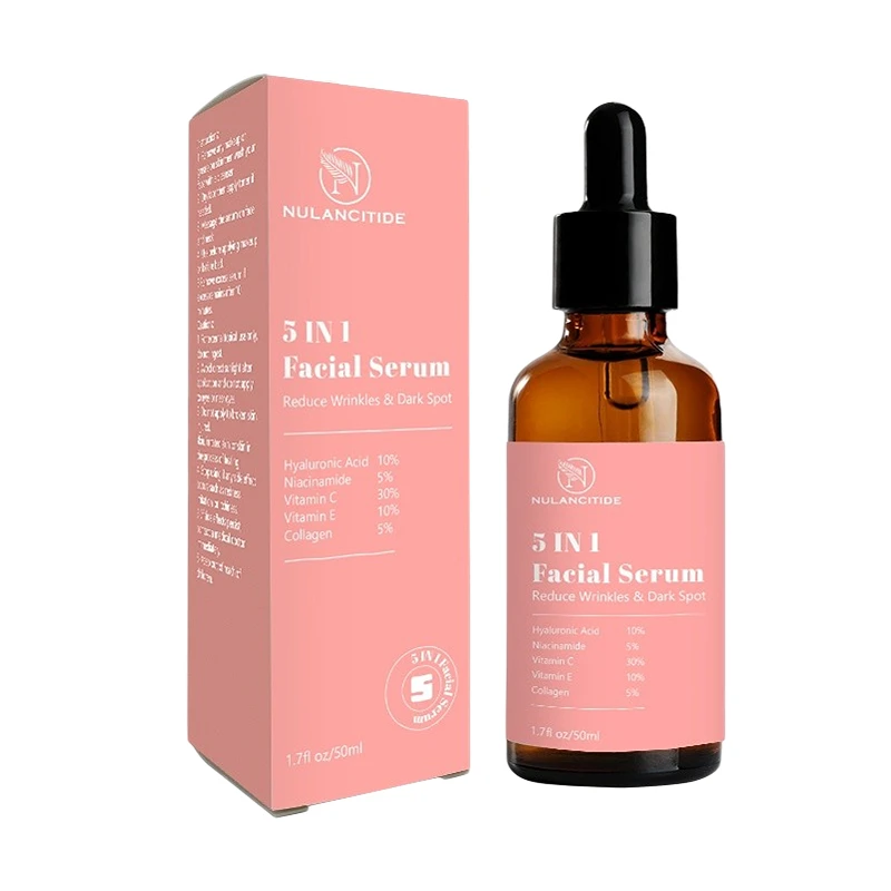 5 in 1 Facial Whitening Anti Aging Hyaluronic Acid Vitamin C Serum Nicotinamide Vitamin E Collagen Face Skin Care Serum