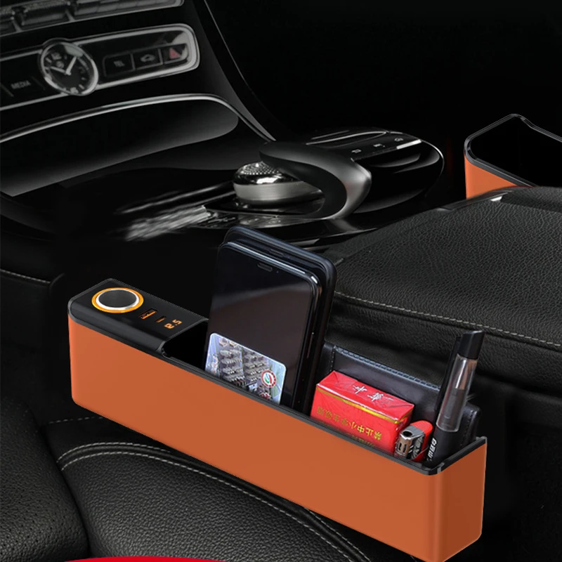 New 2 In 1 Car Seat Gap Center Console Organize Leather  Storage Box Case Central Control Organizer Interior Car Accessories