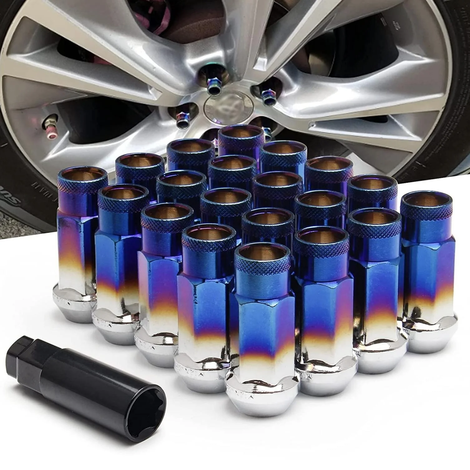 Custom Make Black Color Open End Lug Nut M12 M14 Titanium Wheel Lug Bolt
