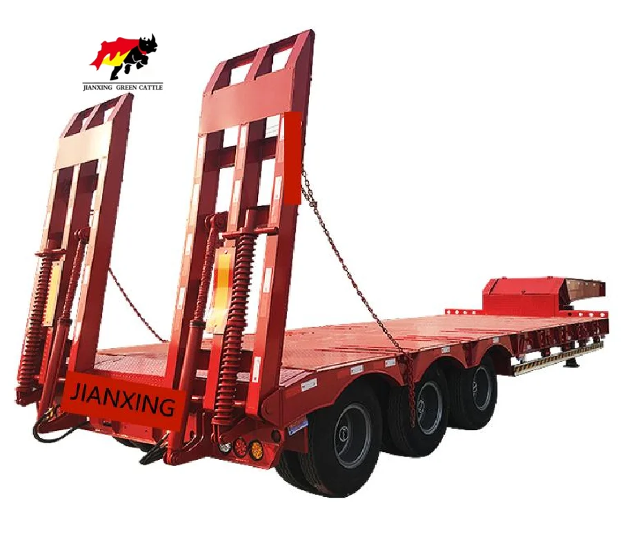 China manufacturer 3 axles 50 ton 60 ton hydraulic low drop deck/low loader trailer/lowboy low bed truck trailer for sale