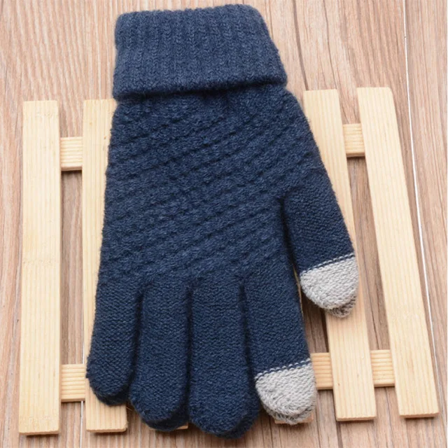 
Winter Touch Screen Gloves Women Men Warm Stretch Knit Mittens Imitations Wool Full Finger Guantes Female Crochet Luvas Thicken 