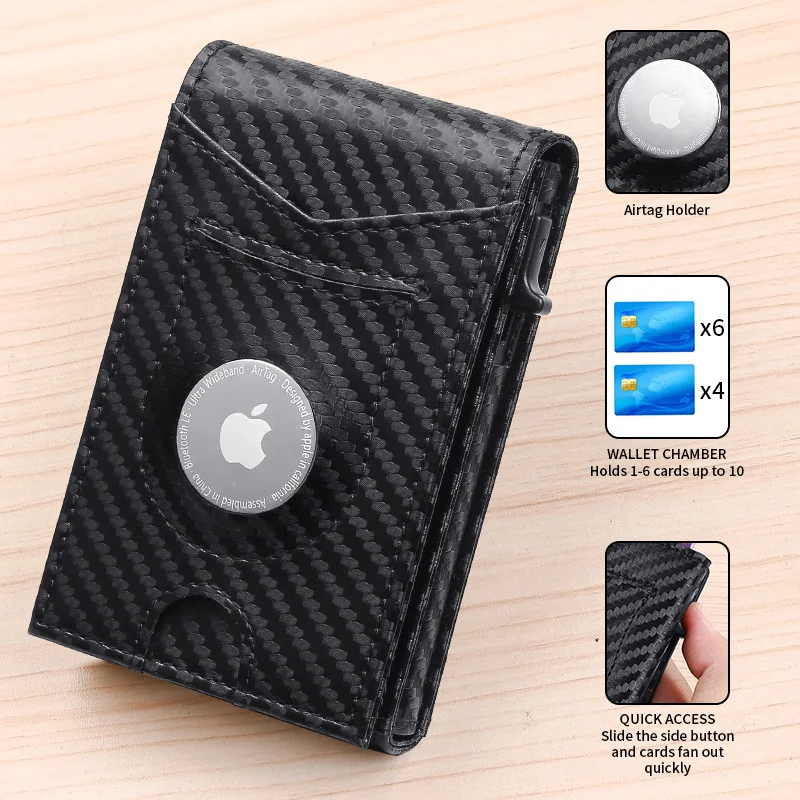 Card bag for men 2024 new model, large capacity anti demagnetization automatic pop-up card bag, multi slot ultra-thin card box