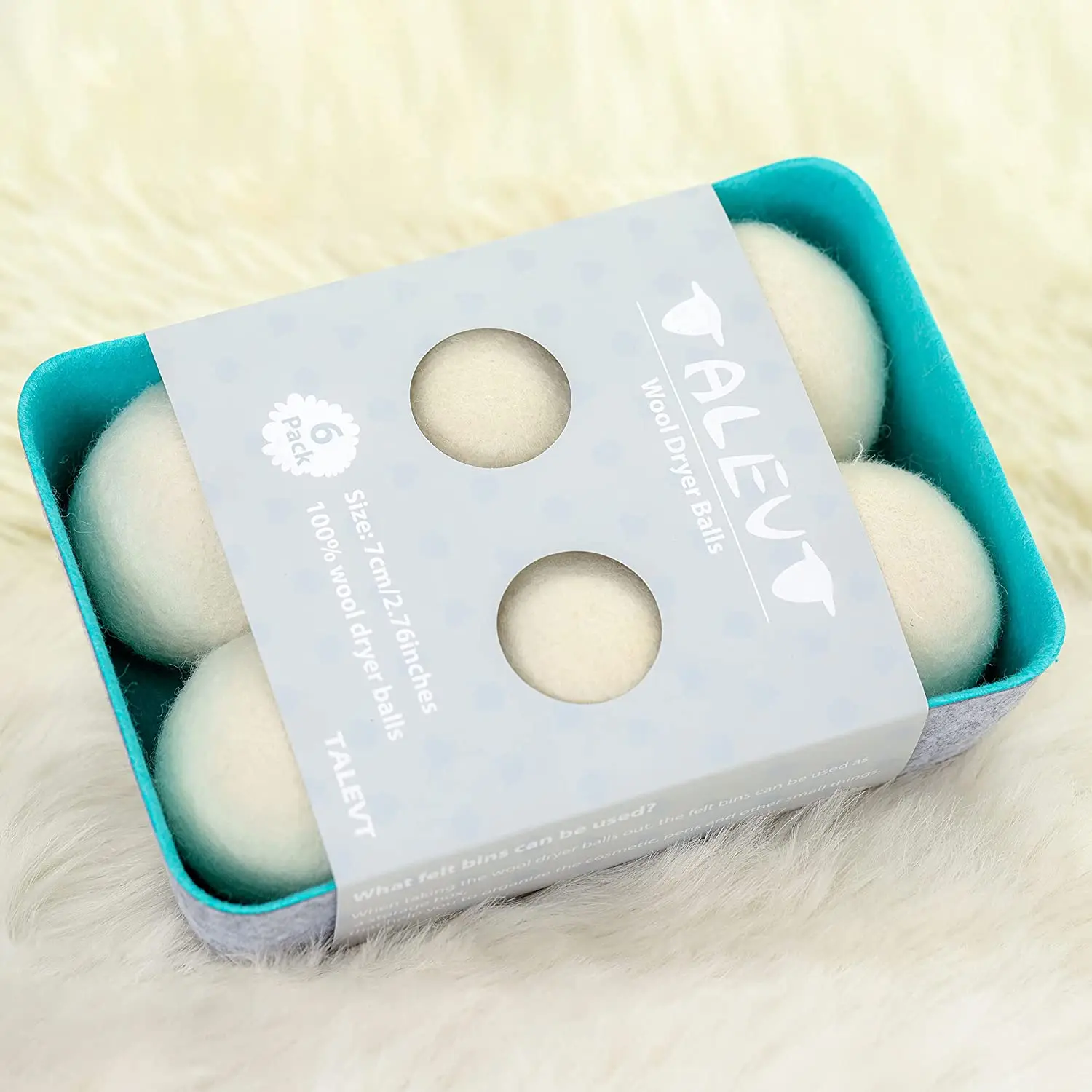 Free Sample 100% Natural Organic Wool Dryer Balls 6 Pack Reusable Laundry Storage Felt Bin Box Packaging