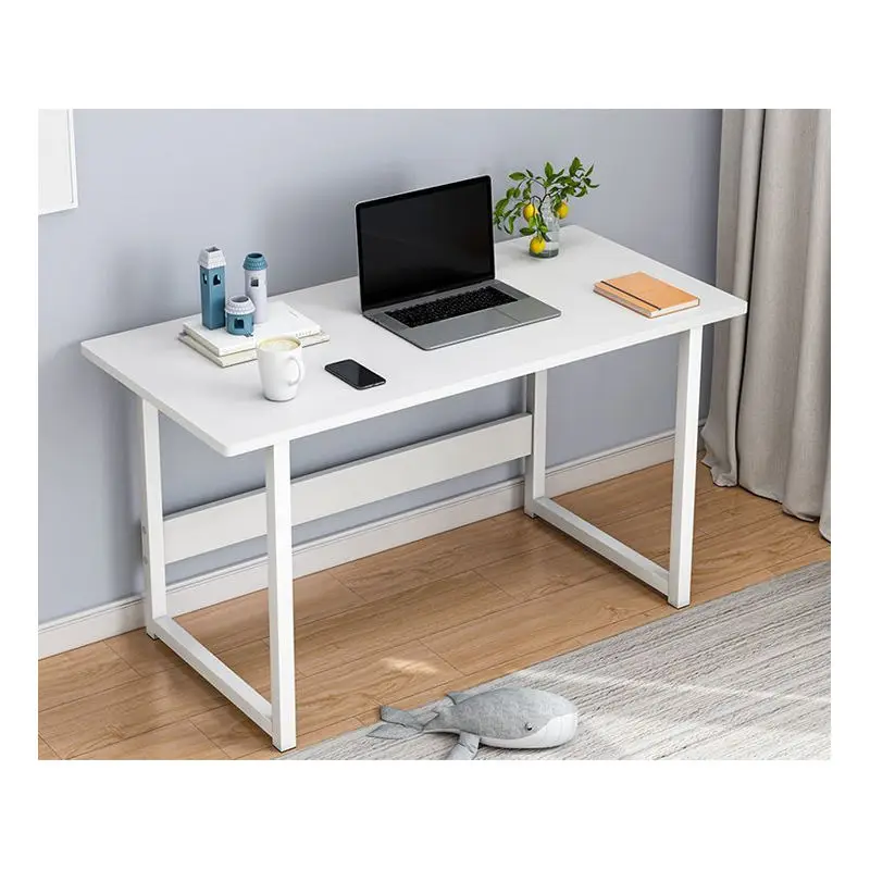 PC Laptop White Color Simple Design Hot Sale Popular Metal Frame and Wooden Computer WorkstationTable