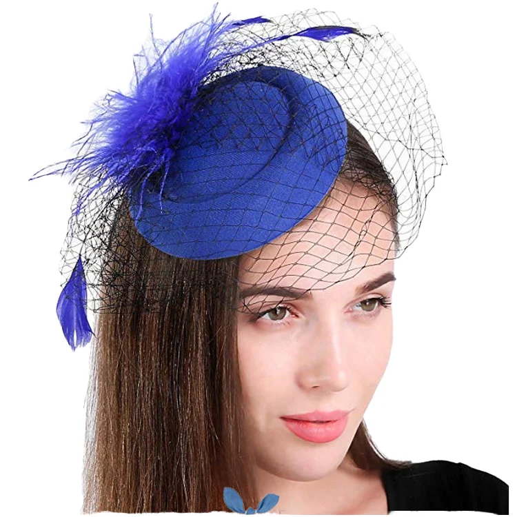 Wholesale 20s 50s Style Fascinators Pillbox Cocktail Tea Party Hat with Embroidered Pattern and Veil for Girls and Adults