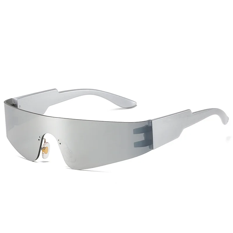 Fashionable Rimless Sports Sunglasses Women Flash Silver Steampunk Style Ladies Mirror Reflective Brand Glasses 20902