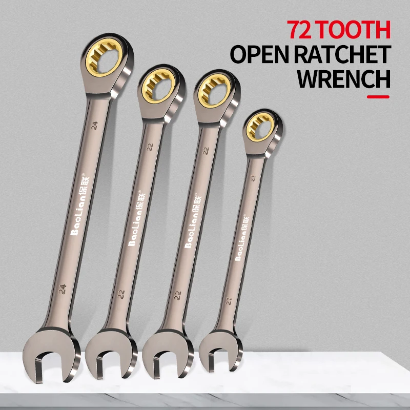 12Pcs 6-19mm Dual Purpose Ratchet Combination Wrench Set with Organizer Rack 72 Tooth Gear Double Use Car Repair Tool