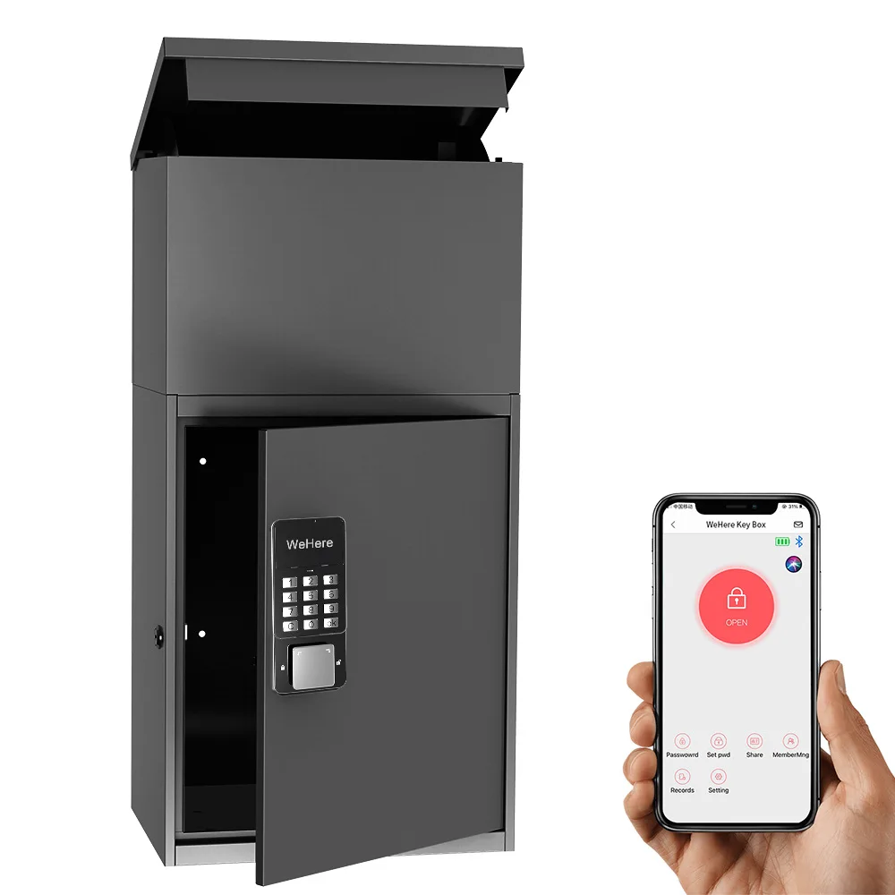 MB02 Anti Theft Outdoor Smart Mailbox Metal Parcel Delivery Box for Home Letter Drop Mail Box Lockabel Keyless Unlock Parcel Box