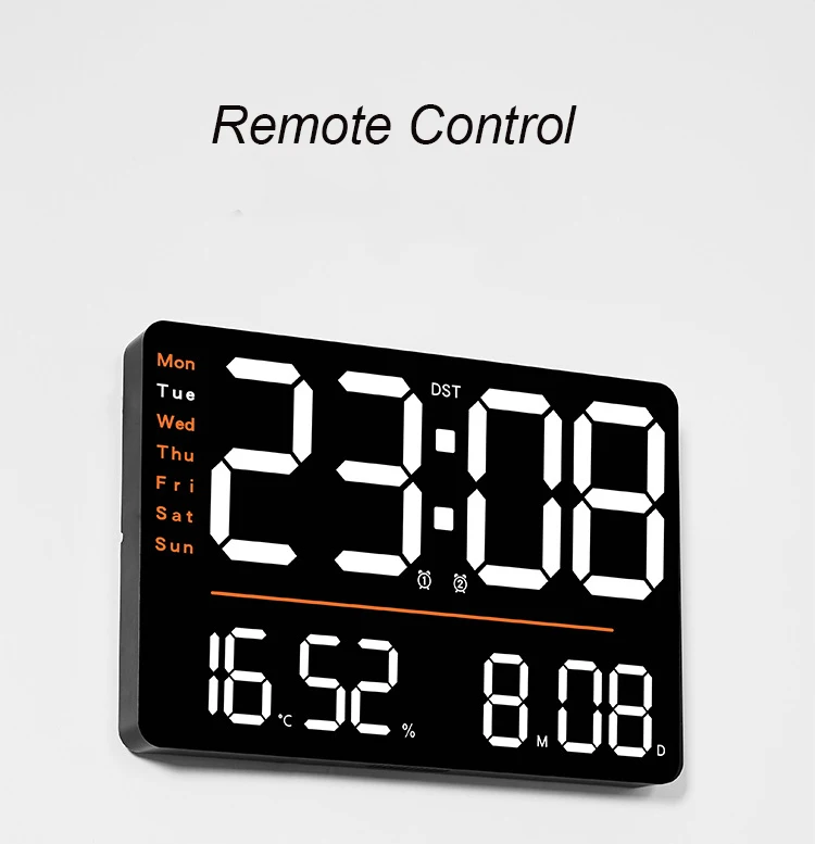 Large Display Wall Electrical Clock Calendar Day Digital Wall Clock Temperature With Remote Control Countdown Timer Alarm Clock