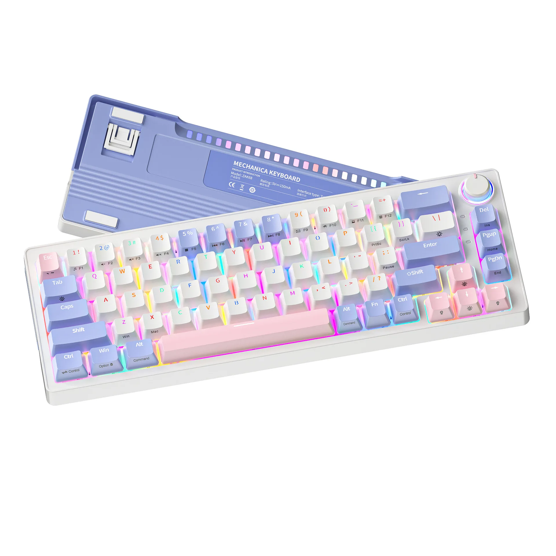 Беспроводная Механическая игровая клавиатура ZA68, RGB 68 клавиш, Игровая клавиатура на русском языке