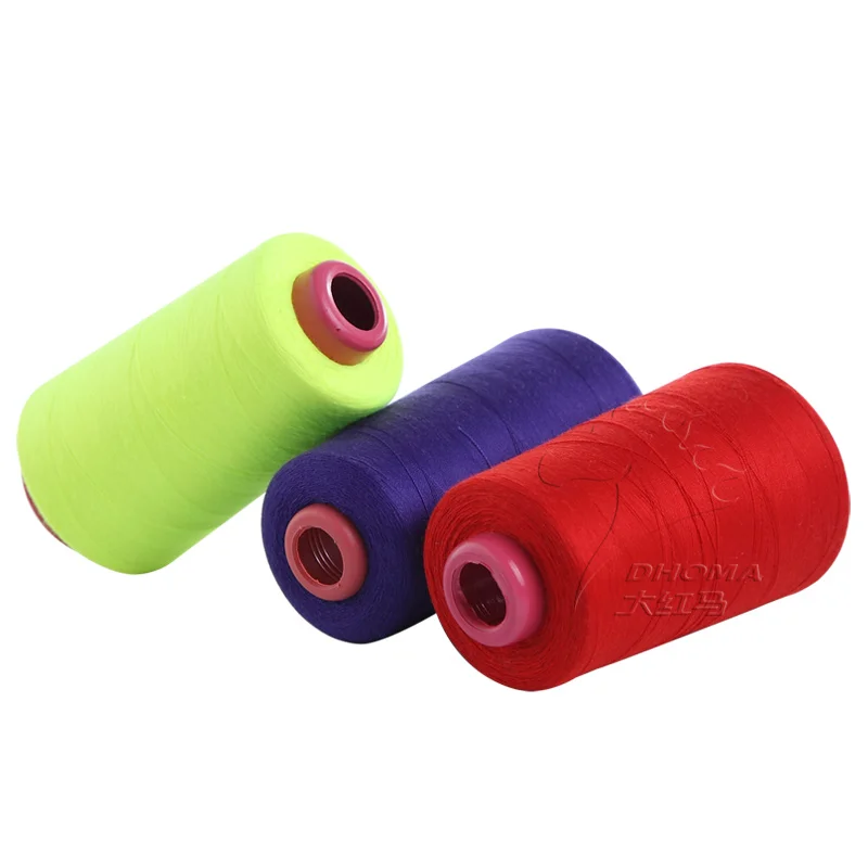 DHOMA Dyed Polyester Sewing 60S/3 sewing thread colorful tex 27 100% spun polyester sewing thread price for garment