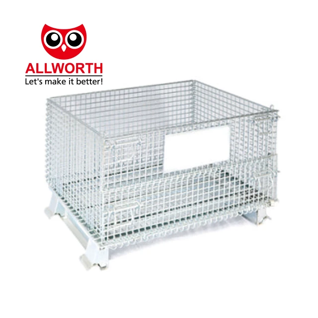 Retail Standard 1.5Ton Transport Half Gate Access Space Saving Logistic Folding Wire Mesh Cage