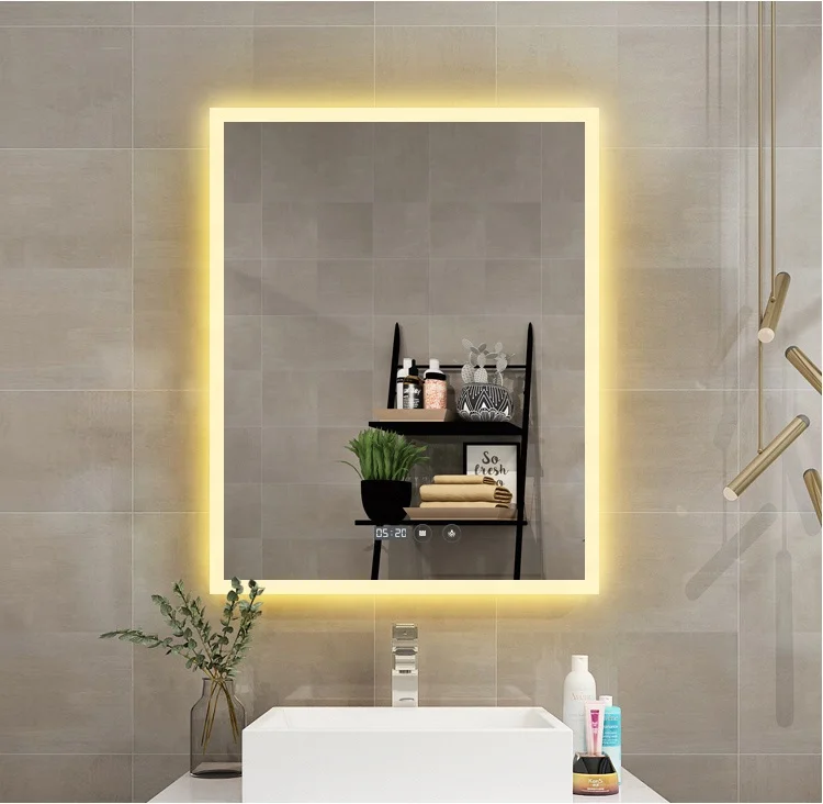 IP66, ROHS, CE LED Backlit Bathroom Mirror With Led Light  Bathroom Smart Mirror With Backboard For Hotel Home Decor