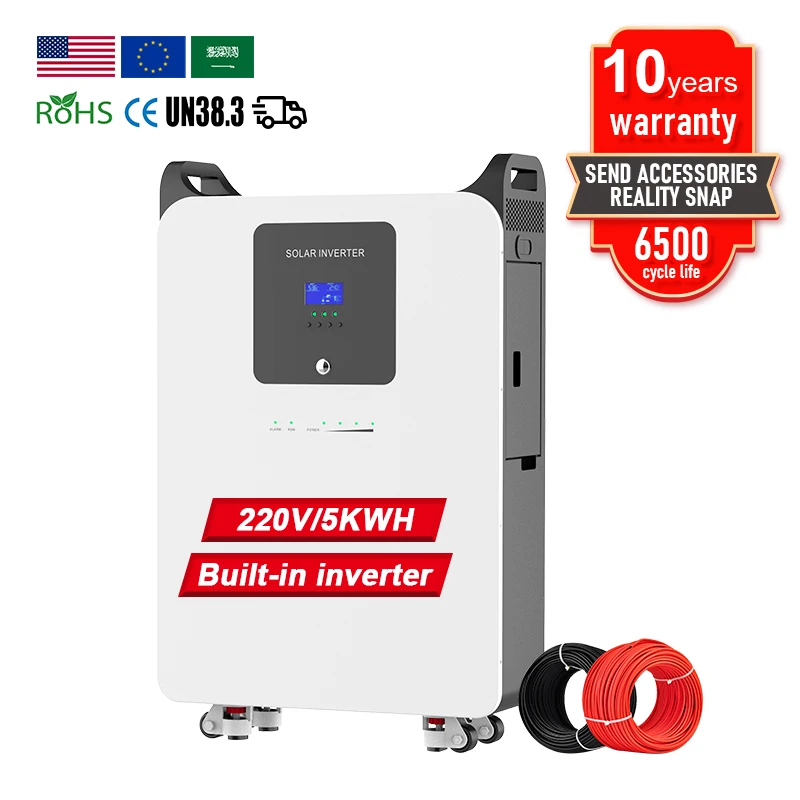 Certificated All-In-One built in inverter smart BMS pure sine wave 5000W 5120Wh 5kw 10kw solar lifepo4 battery