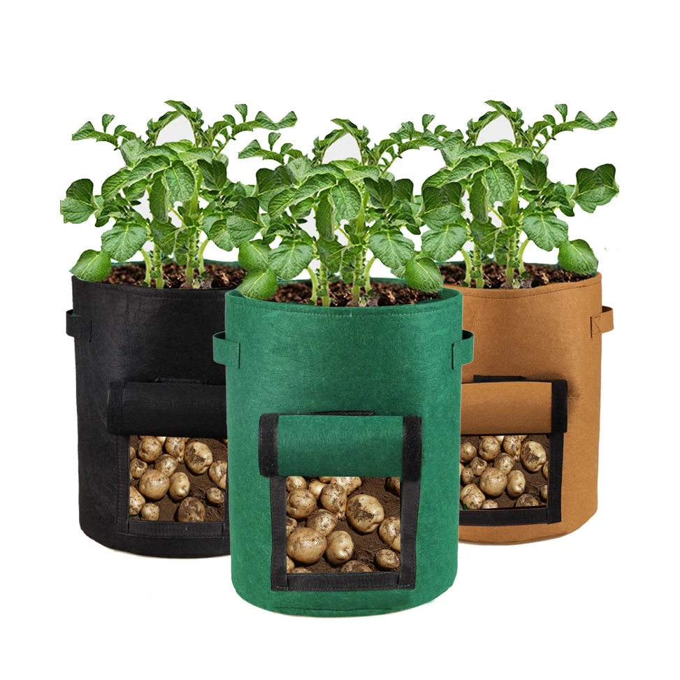 Полимерные садовые фетровые тканевые пакеты для выращивания картофельных растений