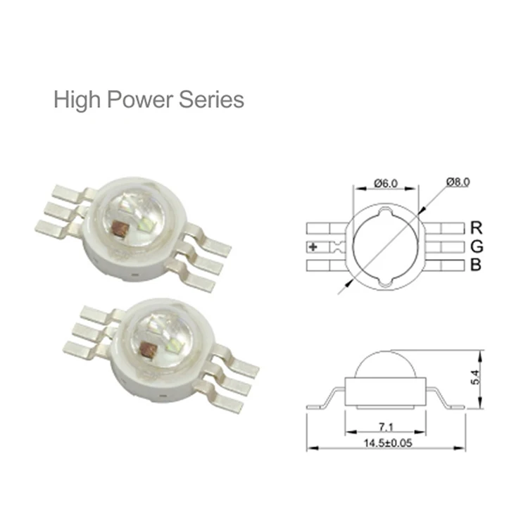 Epileds 1Watt Red Green Blue 350mA RGB High Power Chip Led Diode 6legs 3in Led